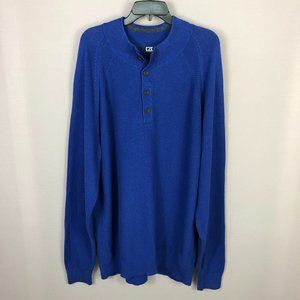 Cutter & Buck Blue Texture 4 Button Sweater Size 2XT